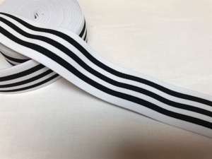 Blød elastik til undertøj - 4 cm i  stribet hvid/ sort